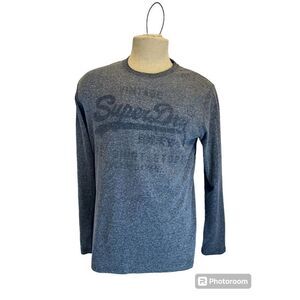 Super Dry Vintage T-Shirt Trademark Japan Black Label Sz L Short Sleeves Gray
